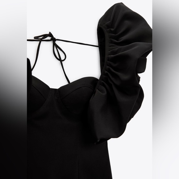 Zara VOLUMINOUS BLACK DRESS - Picture 14 of 14